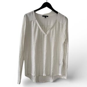 Banana Republic Women’s White Linen Long Sleeve V-Neck Top Size Medium